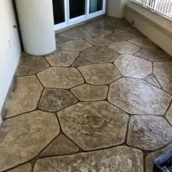 Stamped concrete patio surface design