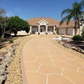 Beautiful concrete driveway installation house