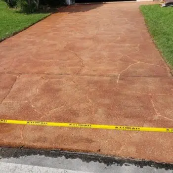 Stamped concrete driveway under repair