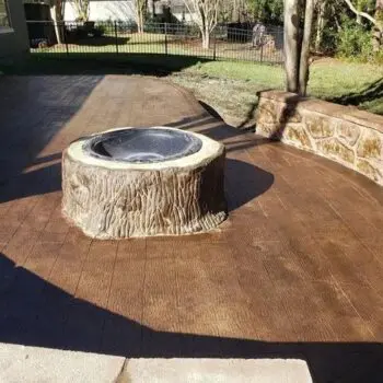 Stamped concrete patio fire pit