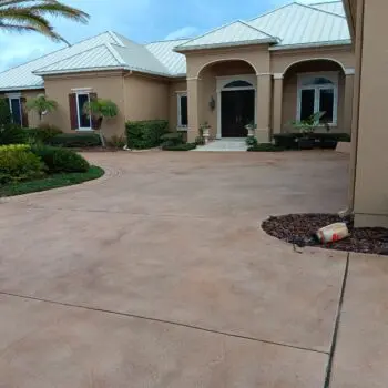 Concrete driveway residential home landscaping