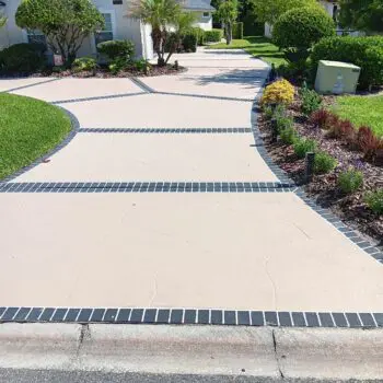 Elegant concrete driveway with borders