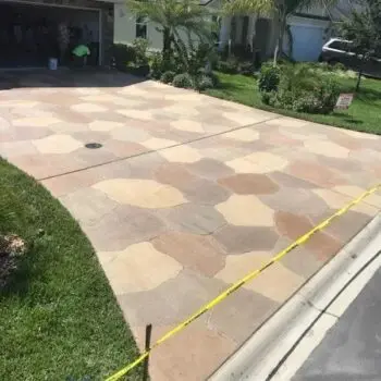 Decorative concrete driveway installation