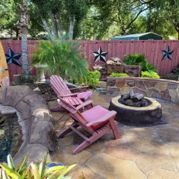Outdoor patio with fire pit