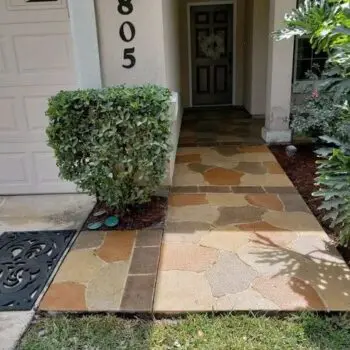 Stone pathway leading to entrance