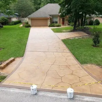 Stained concrete driveway installation complete