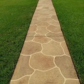 Decorative stained concrete walkway pathway