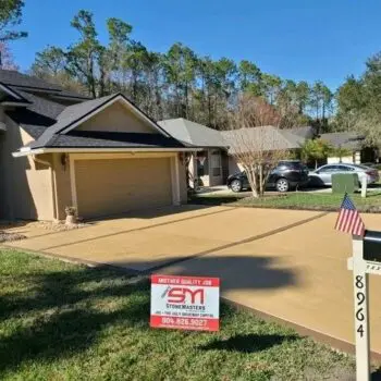 Concrete driveway in residential neighborhood