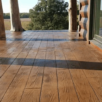 Wood-textured concrete porch flooring