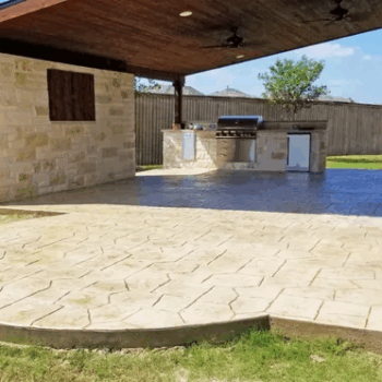 Stamped concrete patio outdoor kitchen
