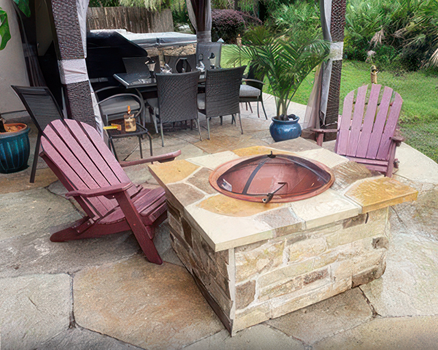 Outdoor patio with fire pit